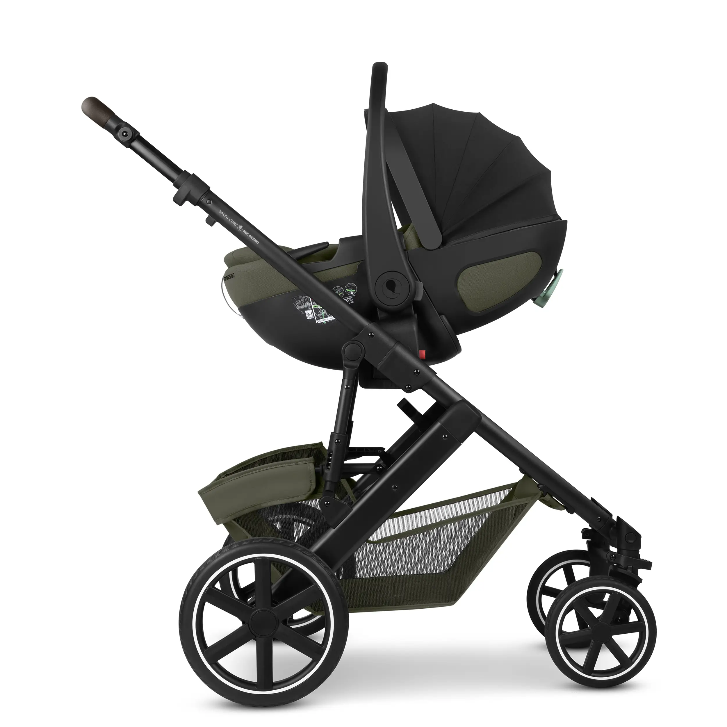 Set de cochecito 3en1 Salsa Core con silla de coche Calla con función de reclinación- Olive