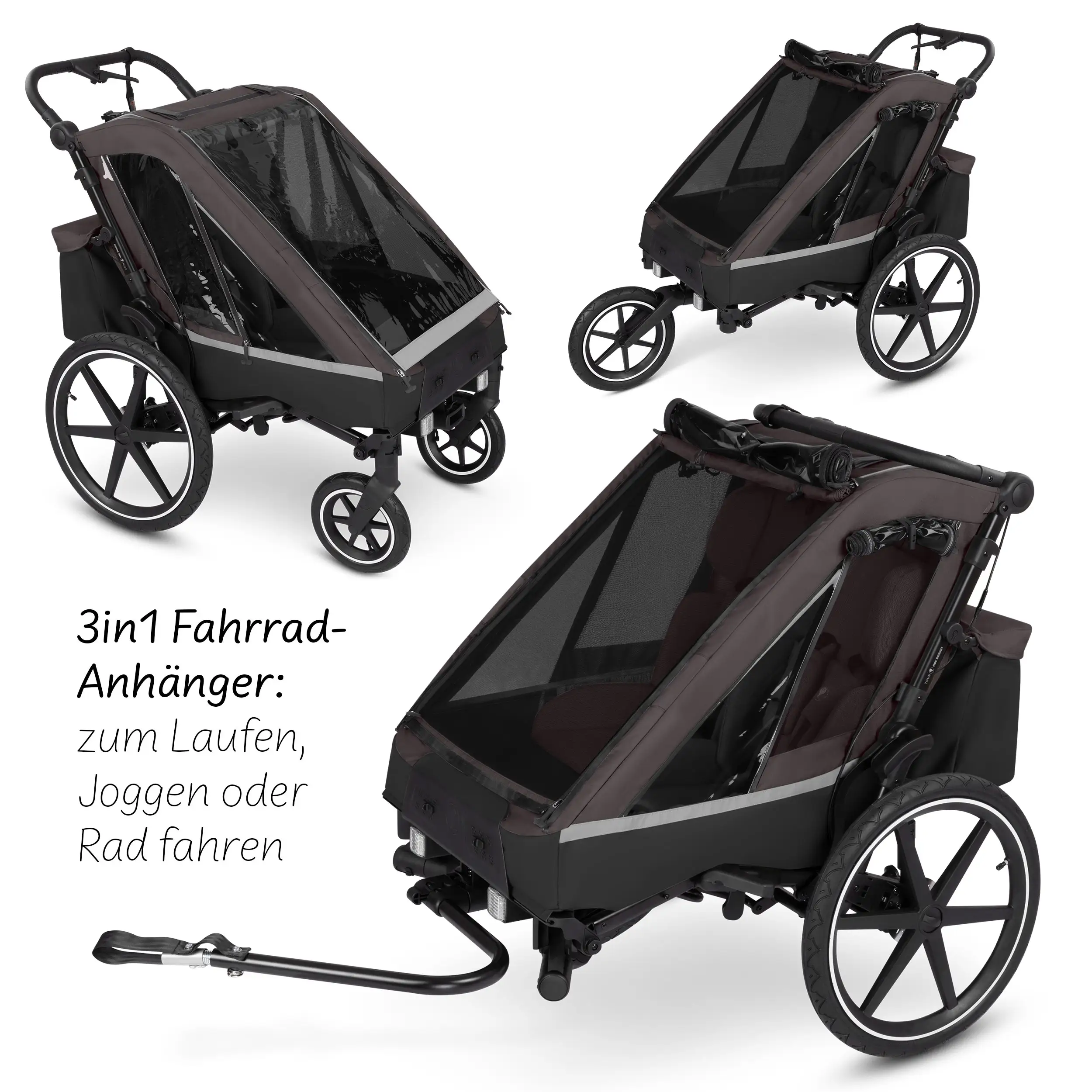 Remolque para bicicleta Tour 2 con 2 cómodos asientos y ruedas neumáticas - Falcon