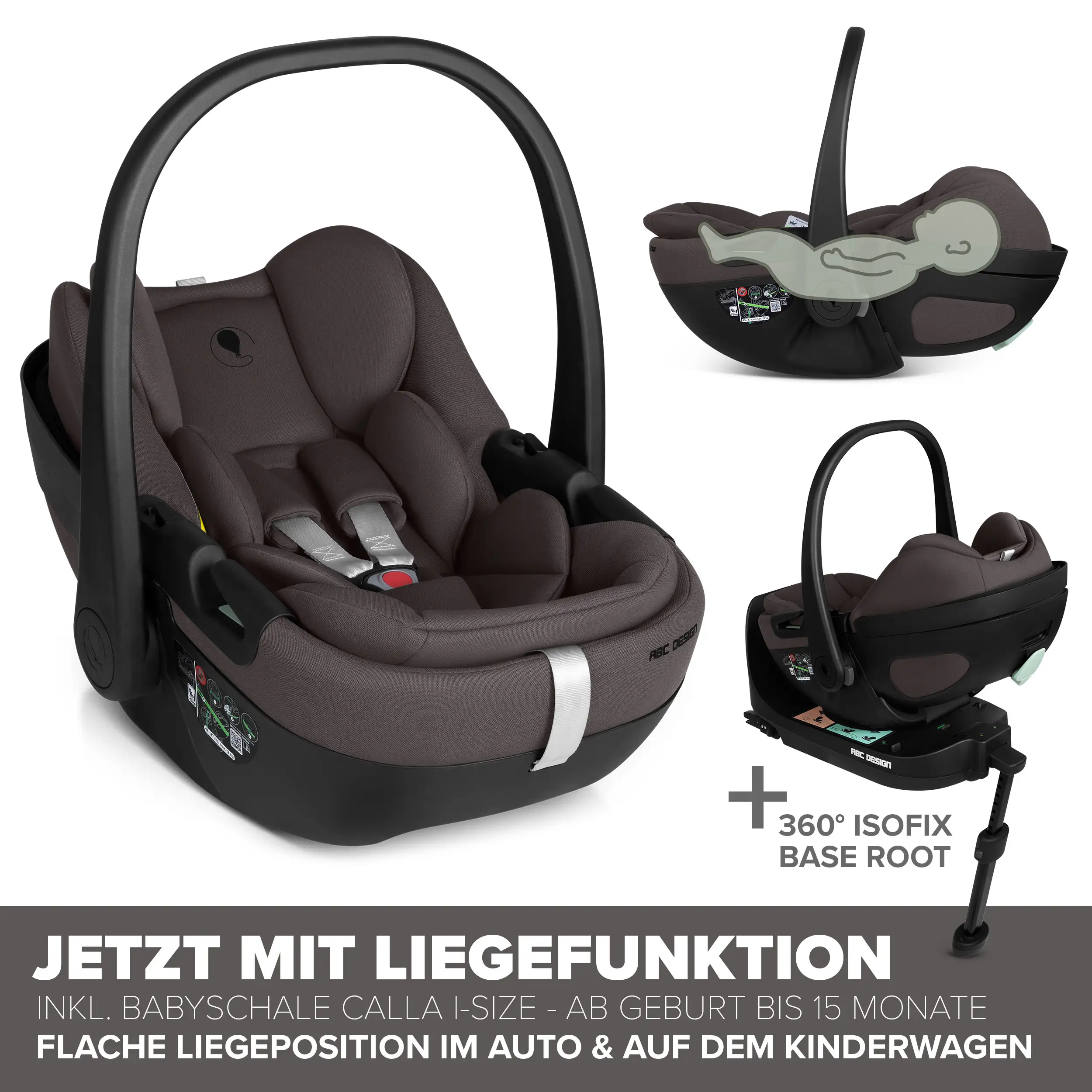 Set de cochecito 4en1 Salsa Core con silla de auto Calla reclinable y base ISOFIX Root - Falcon