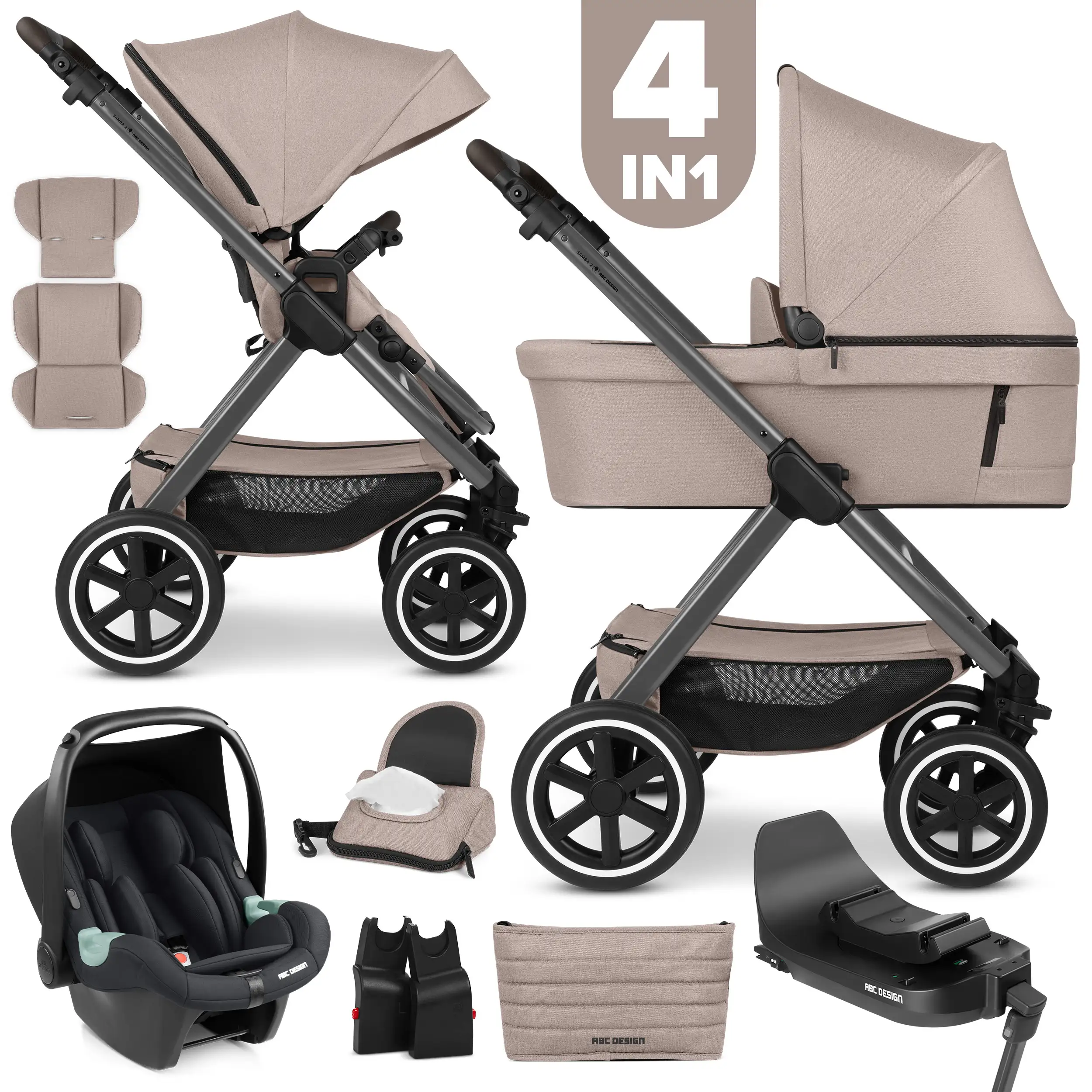 Conjunto de cochecito 4en1 Samba 2 incl. Base Isofix - Camel