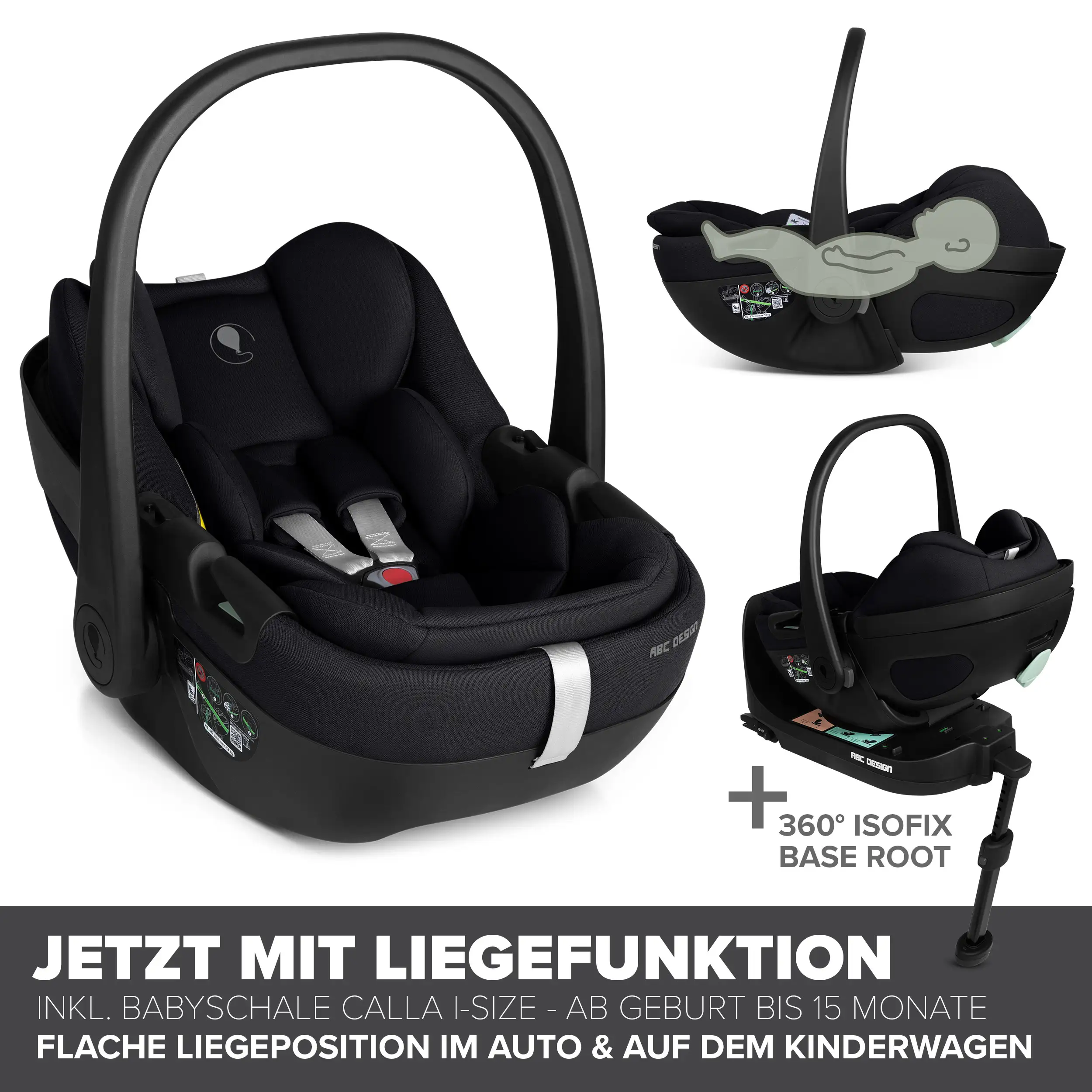Set de cochecito 4en1 Salsa Core con silla de auto Calla reclinable y base ISOFIX Root - Ink