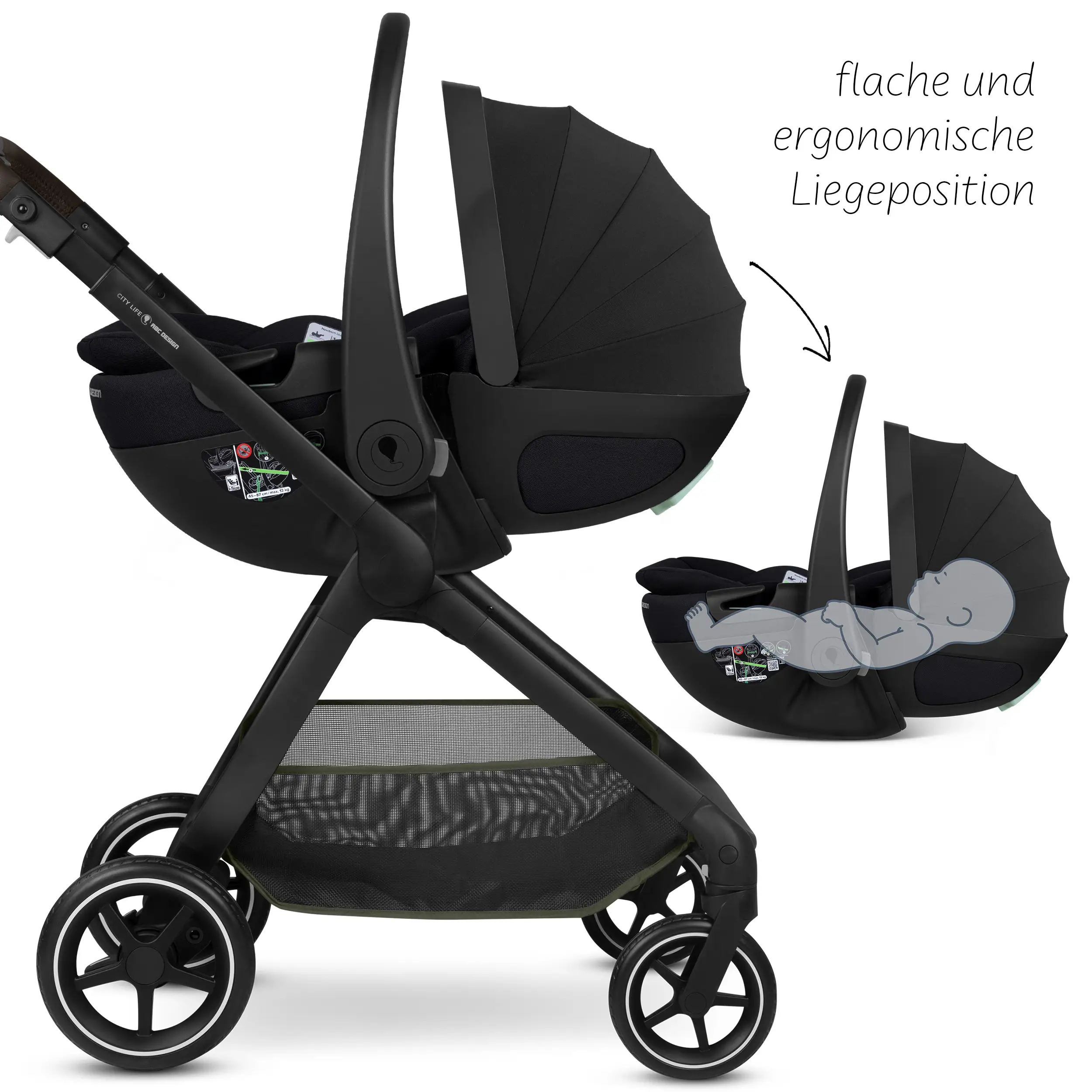 Set de cochecito 3en1 City Life incl. silla de auto Calla reclinable - Avocado