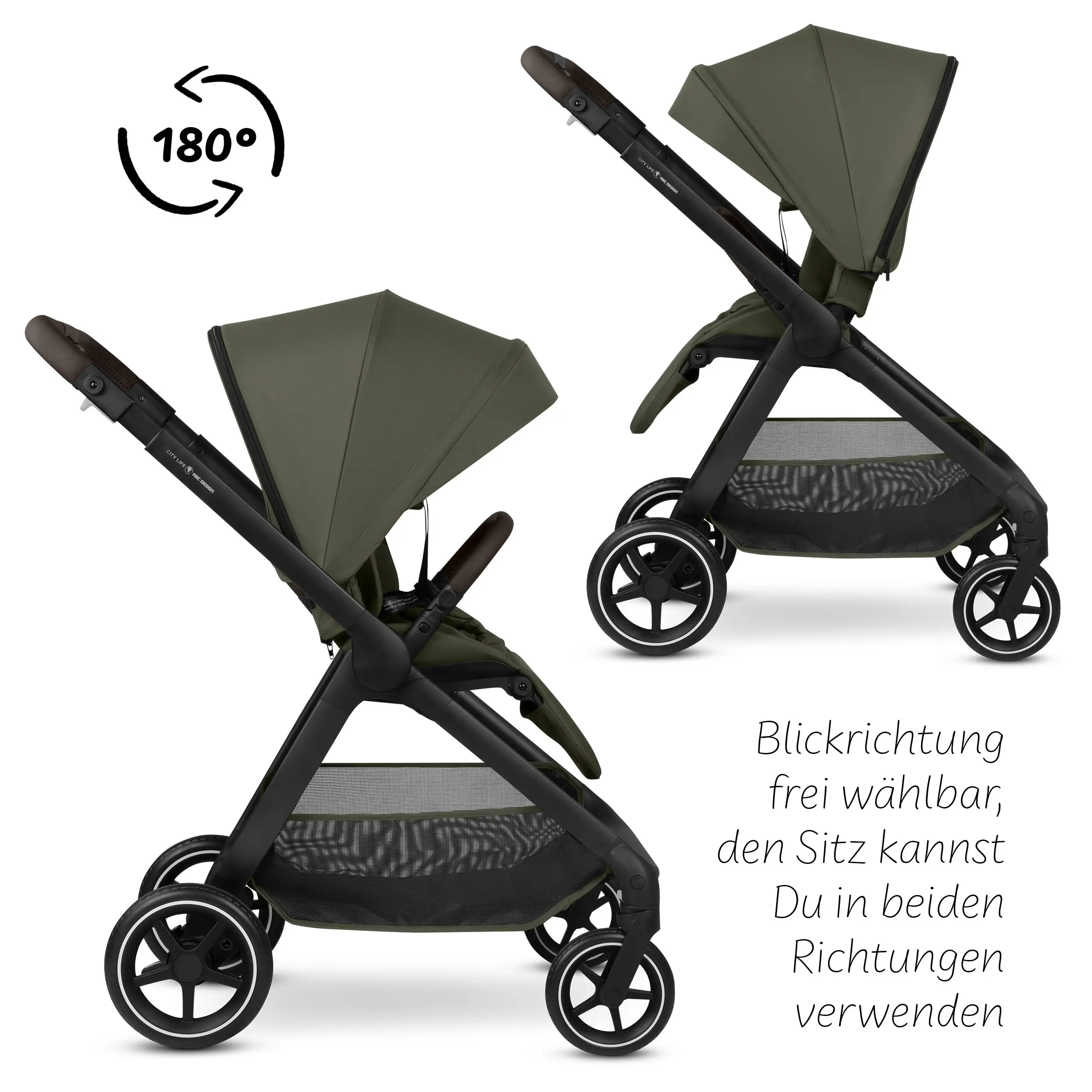 Set de cochecito 3en1 City Life con silla de auto Maxi-Cosi Pebble 360 Pro 2 - Avocado