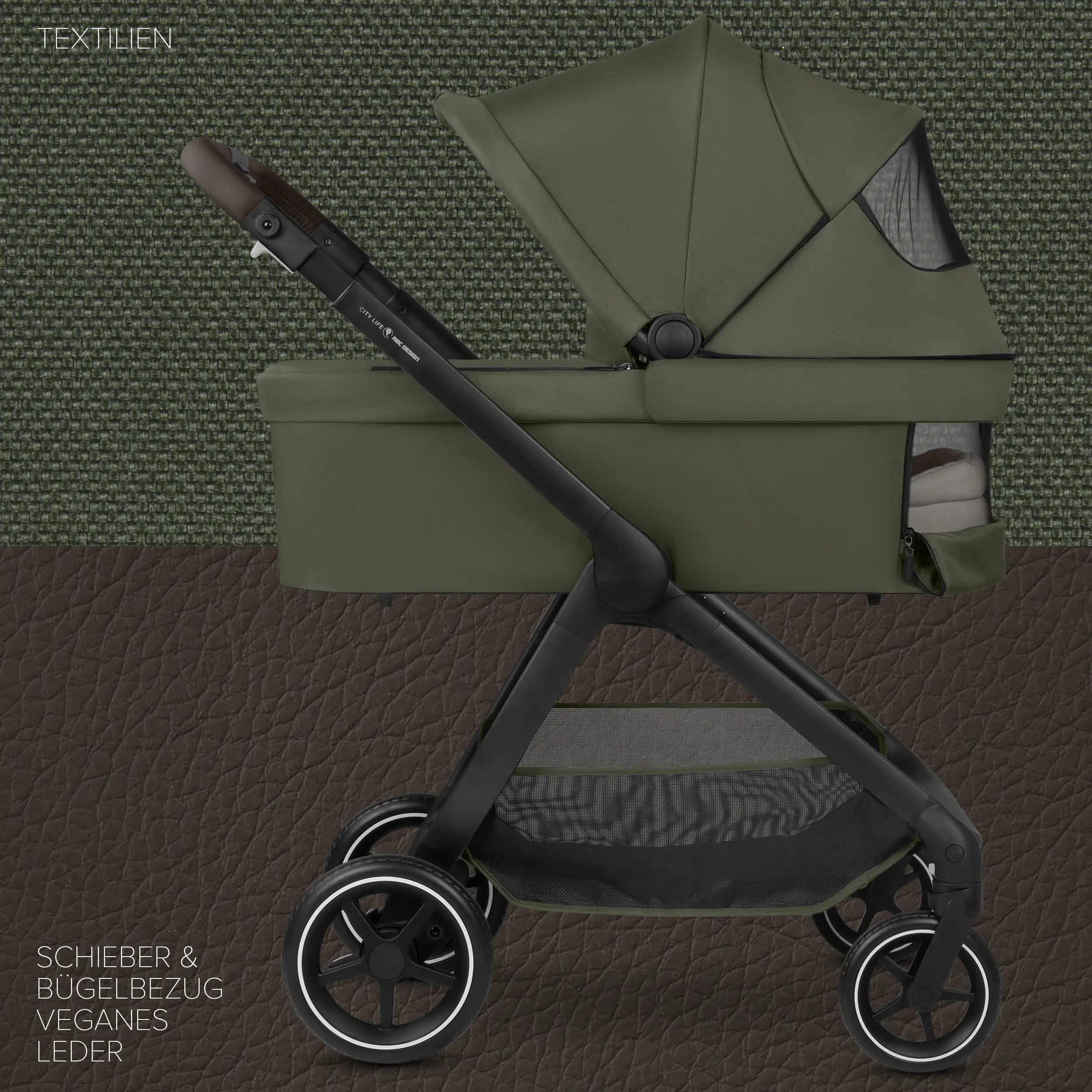 Set de cochecito 3en1 City Life con silla de auto Maxi-Cosi Pebble 360 Pro 2 - Avocado