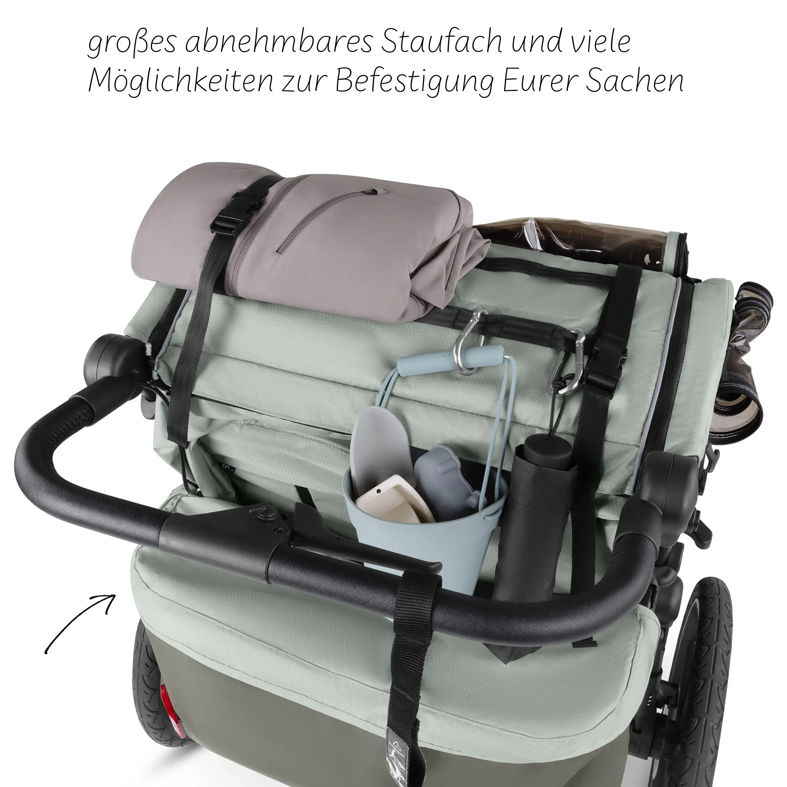 Remolque para bicicleta Tour 2 con 2 cómodos asientos y ruedas neumáticas - Olive