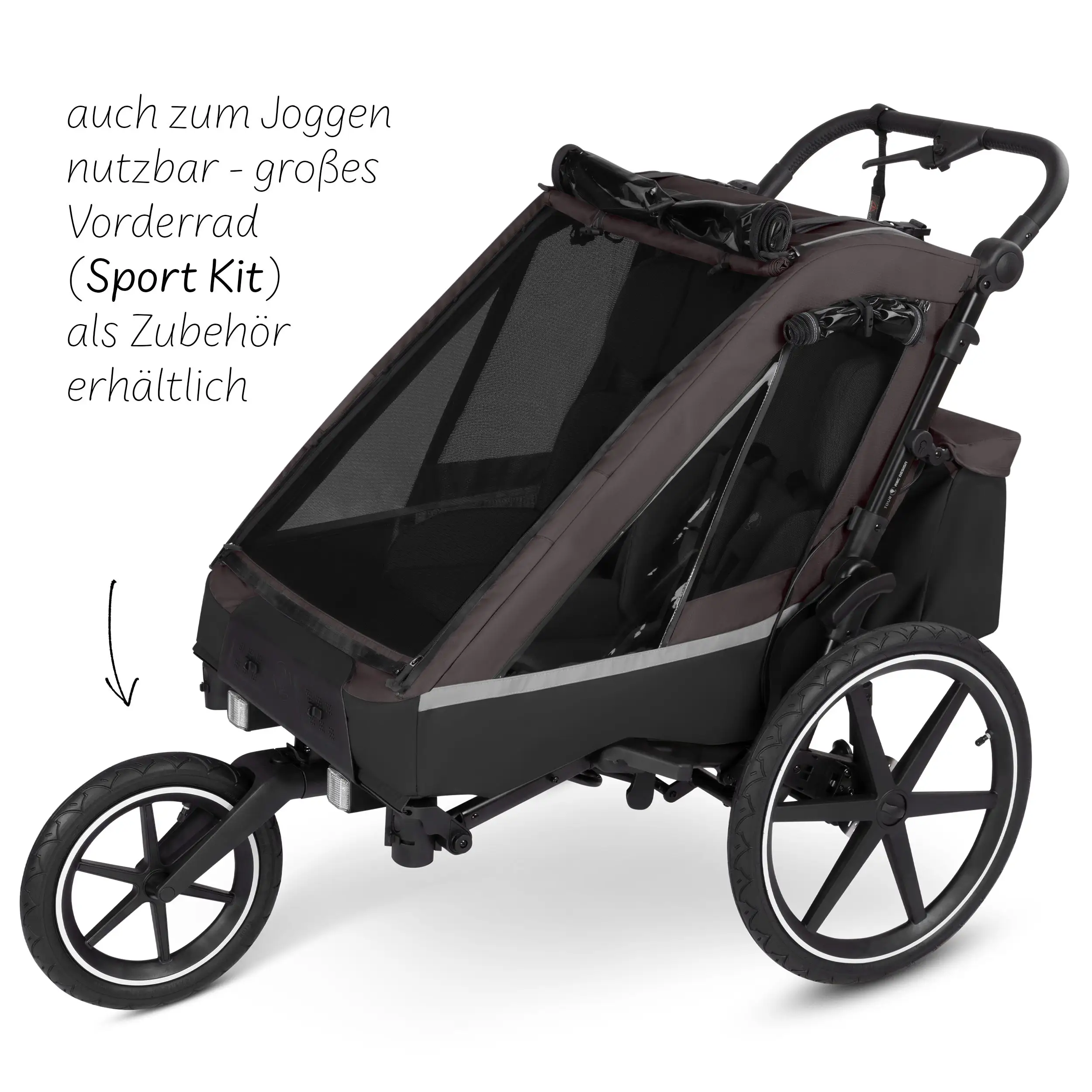 Remolque para bicicleta Tour 2 con 2 cómodos asientos y ruedas neumáticas - Falcon