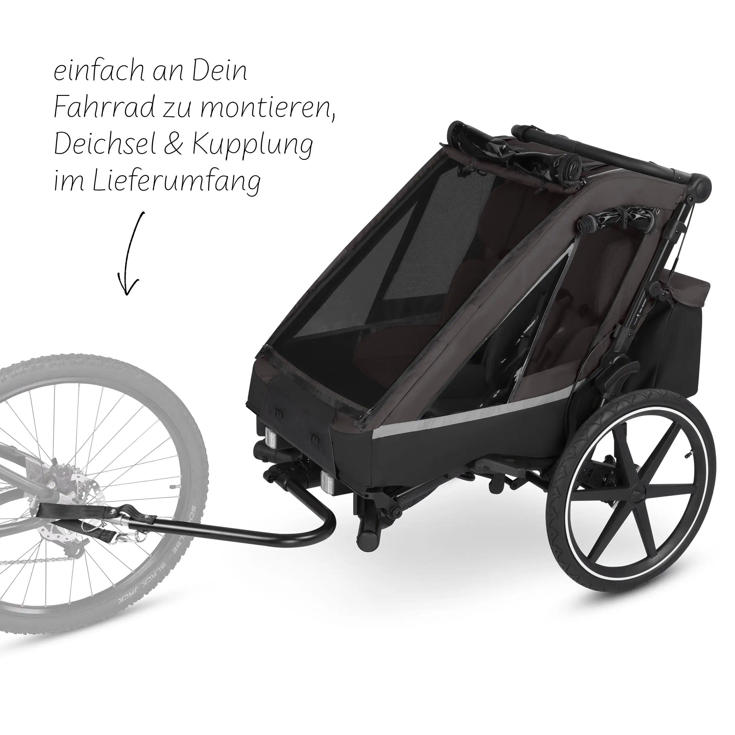 Remolque para bicicleta Tour 2 con 2 cómodos asientos y ruedas neumáticas - Falcon