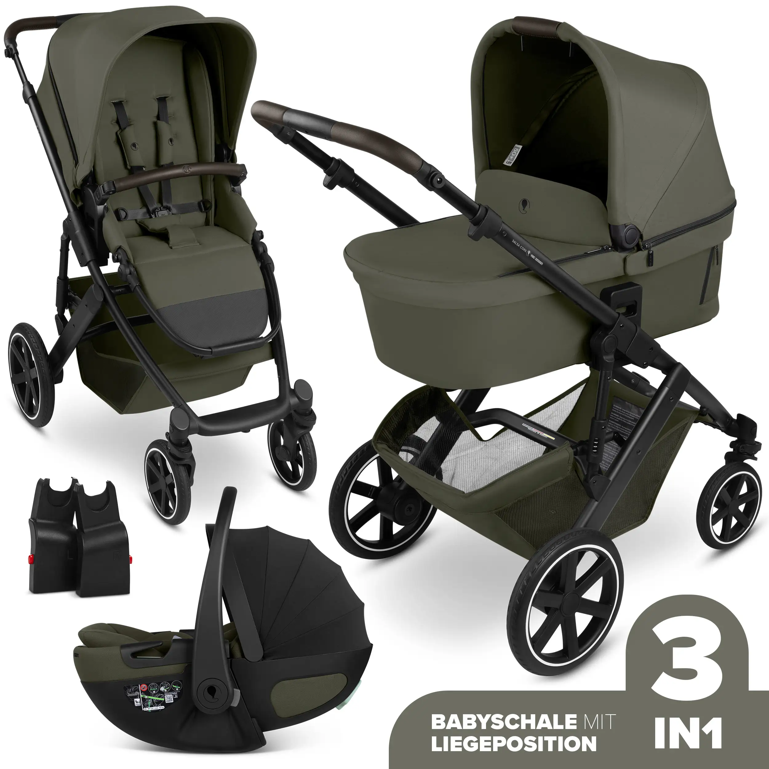 Set de cochecito 3en1 Salsa Core con silla de auto Calla reclinable