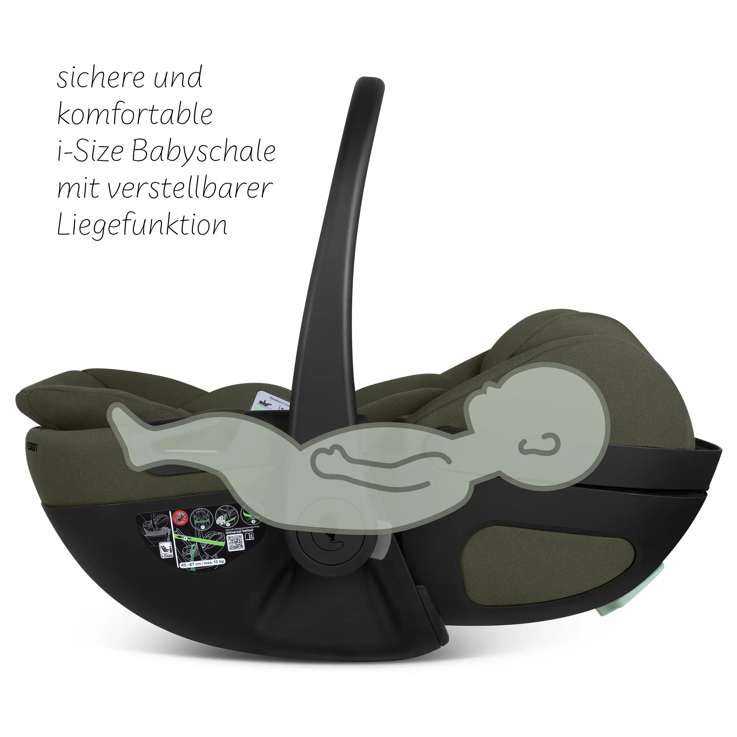 Silla de auto Calla i-Size reclinable incl. base ISOFIX giratoria Root - Olive
