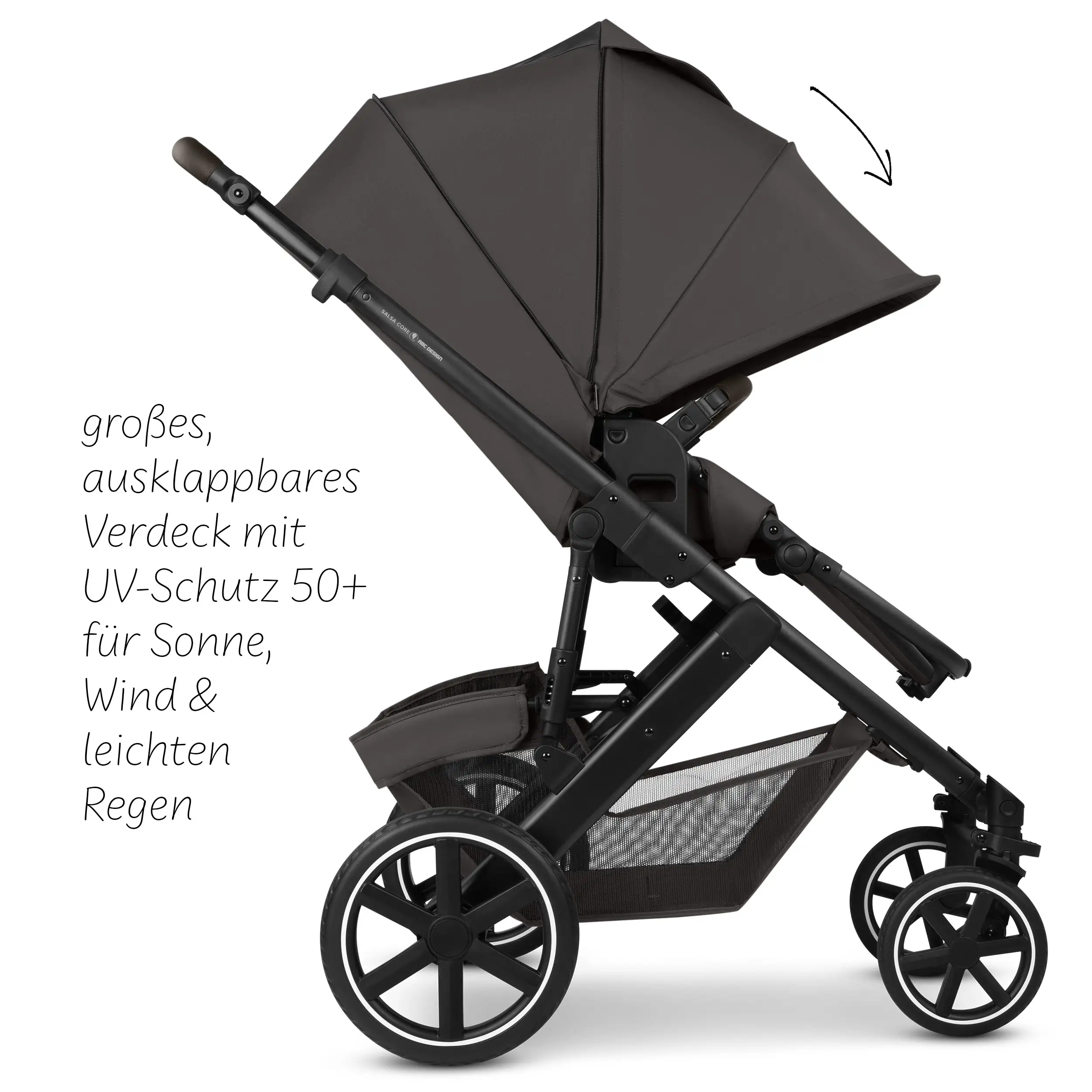 Set de cochecito 4en1 Salsa Core con silla de auto Calla reclinable y base ISOFIX Root - Falcon