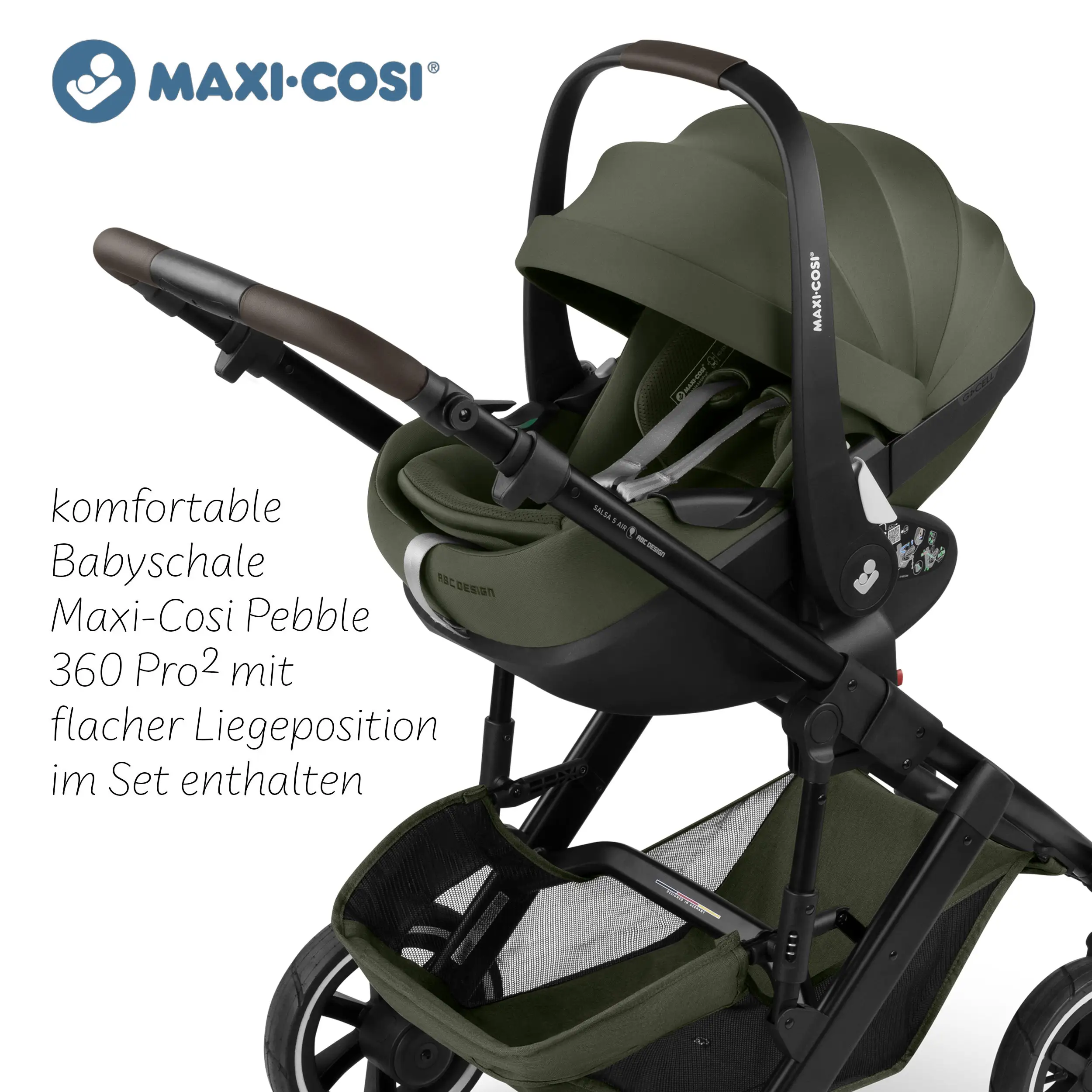 Set de cochecito 3en1 City Life con silla de auto Maxi-Cosi Pebble 360 Pro 2 - Avocado