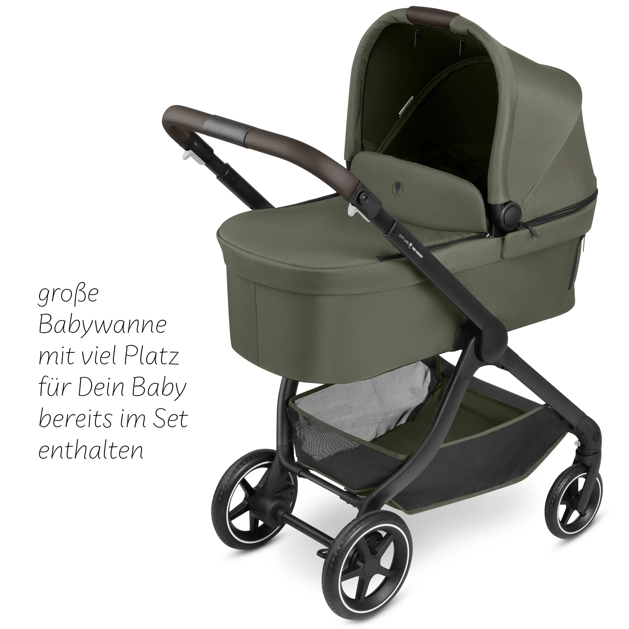 Set de cochecito 3en1 City Life con silla de auto Maxi-Cosi Pebble 360 Pro 2 - Avocado