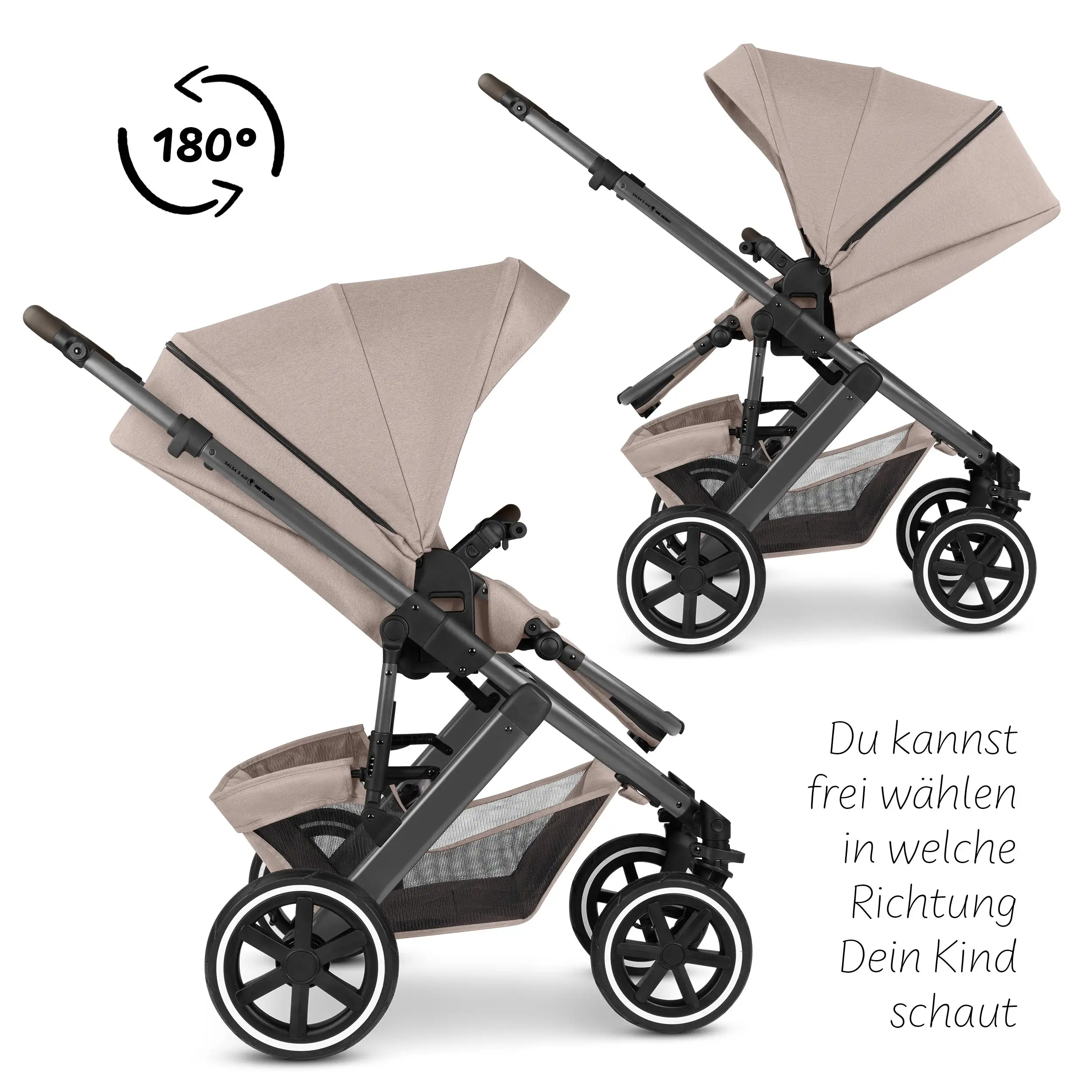 3in1-Kinderwagen-Set Salsa 5 Air inkl. Babyschale Calla mit Liegefunktion - Camel