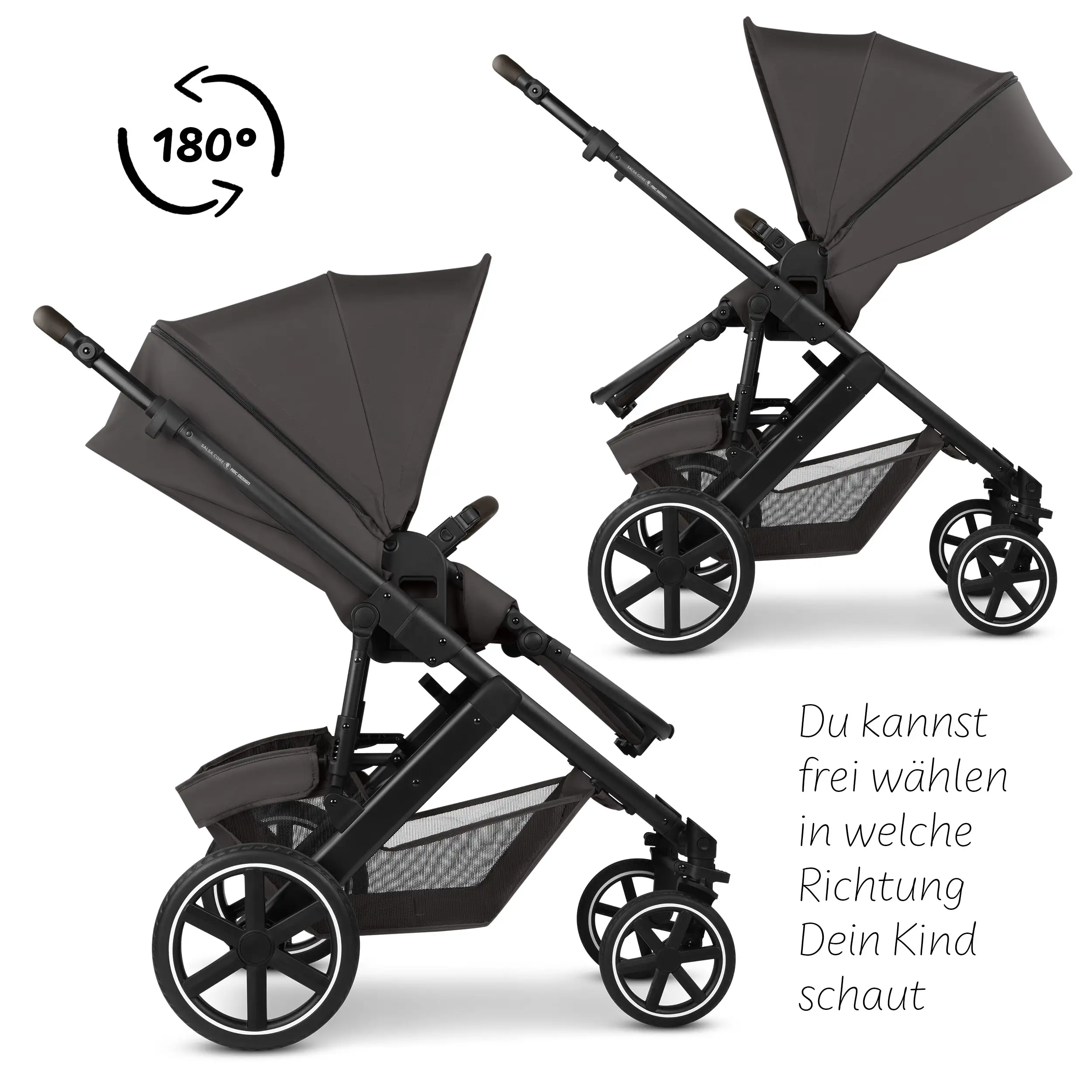 Set de cochecito 4en1 Salsa Core con silla de auto Calla reclinable y base ISOFIX Root - Falcon