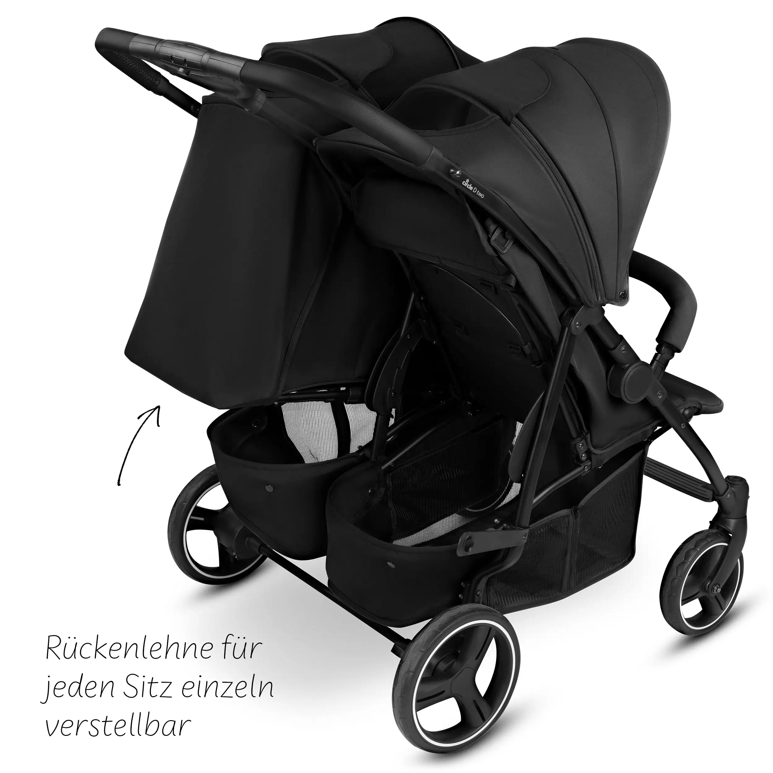 Silla de paseo doble D Two - Black