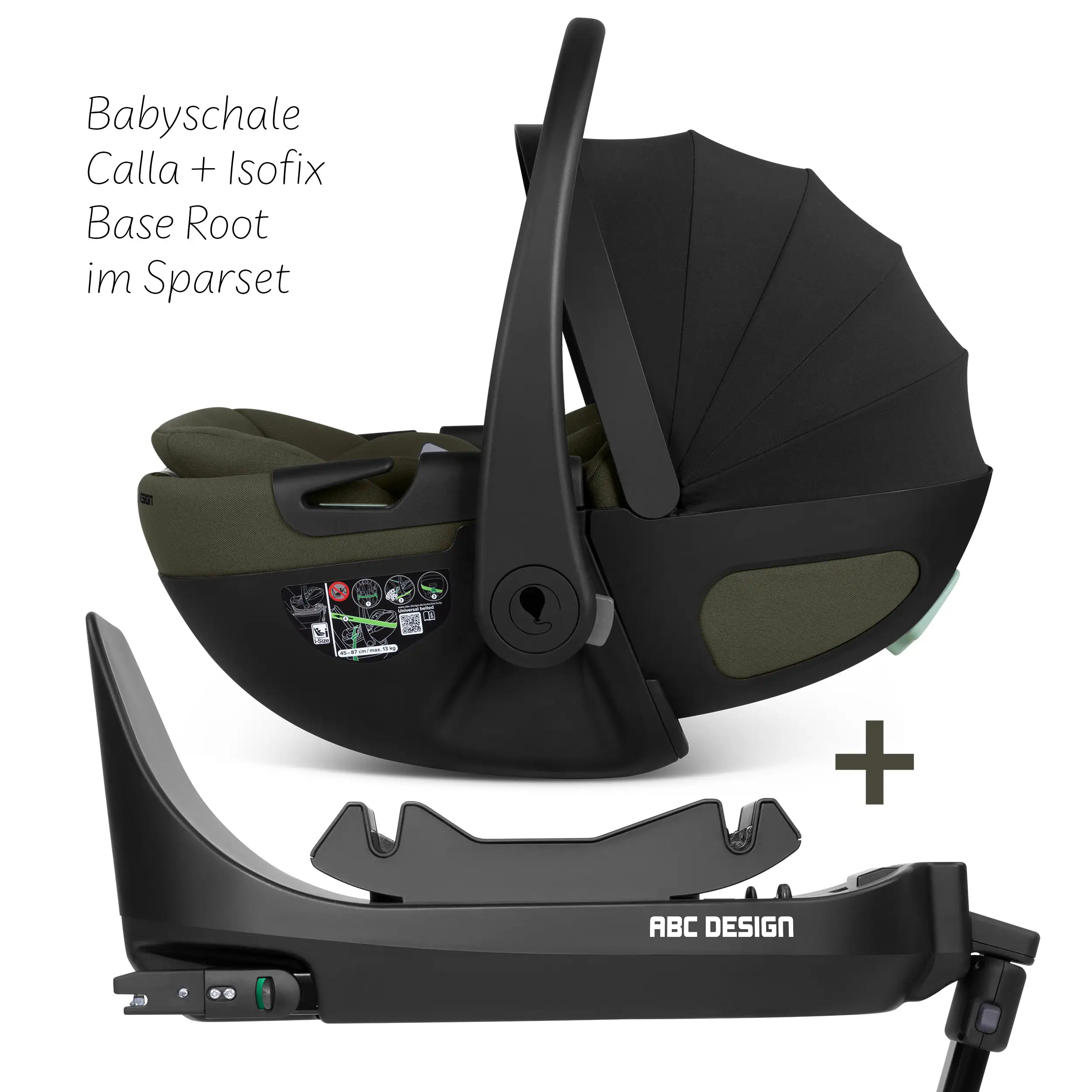 Silla de auto Calla i-Size reclinable incl. base ISOFIX giratoria Root - Olive