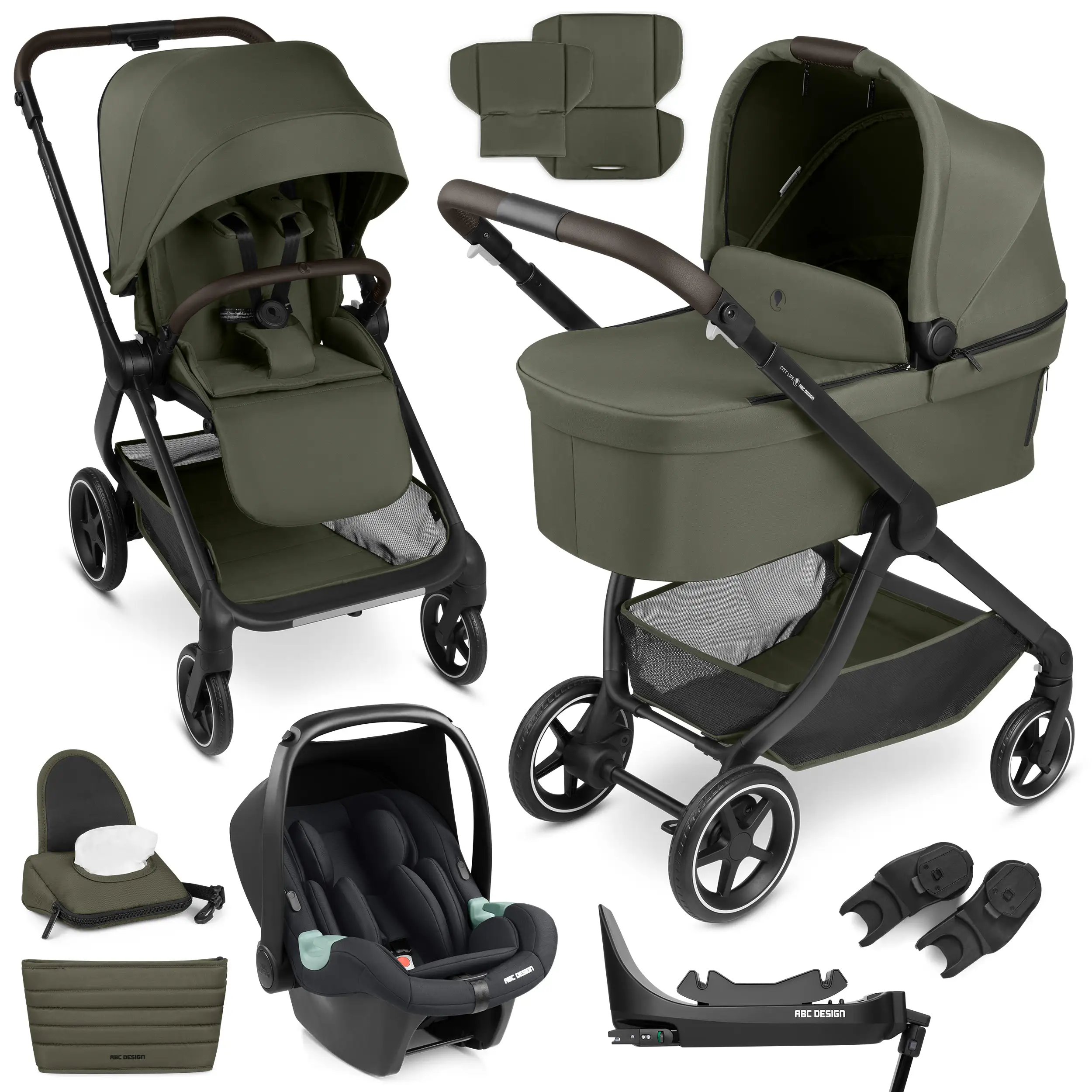 Set de cochecito 4en1 City Life con base Isofix - Avocado
