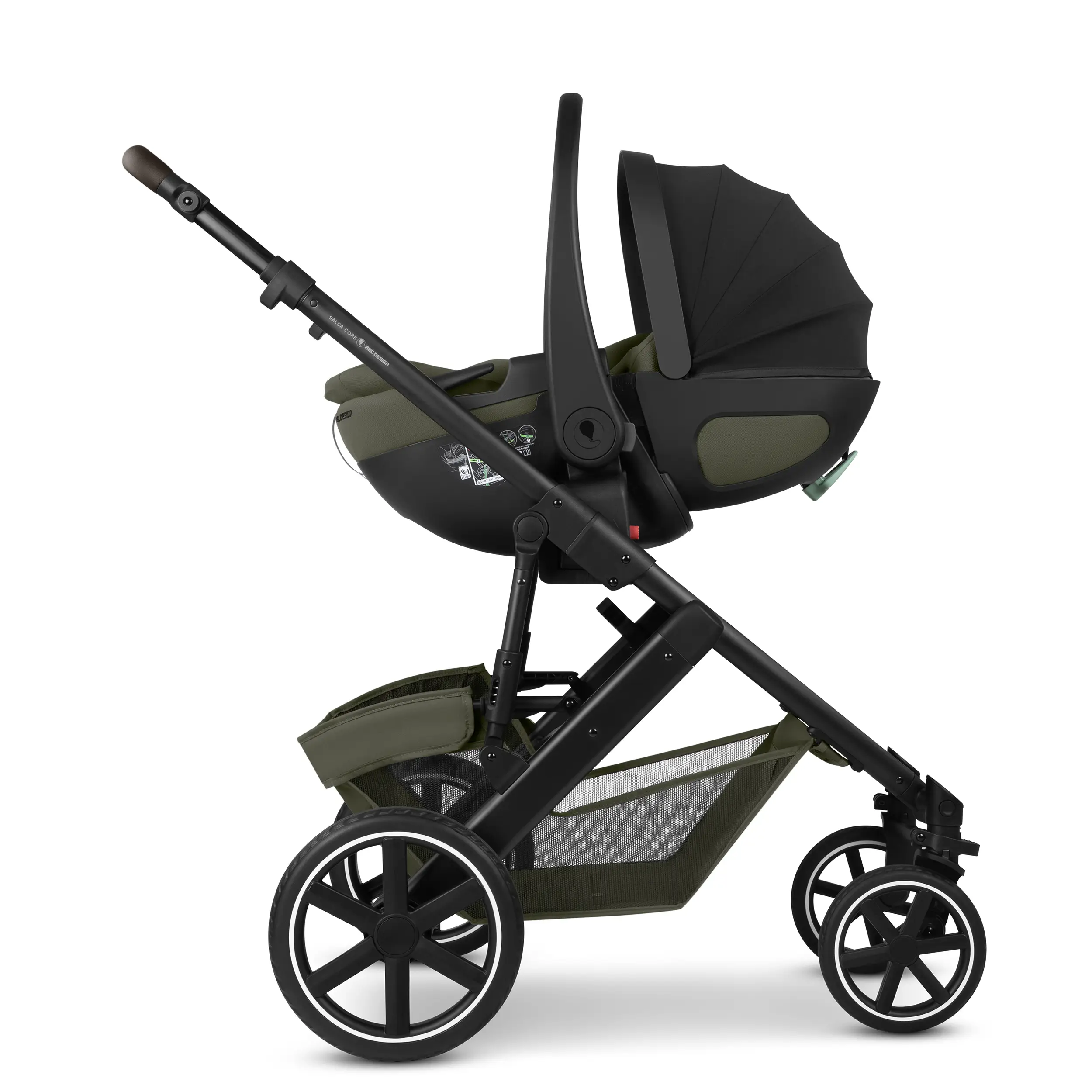 Set de cochecito 3en1 Salsa Core con silla de coche Calla con función de reclinación- Olive