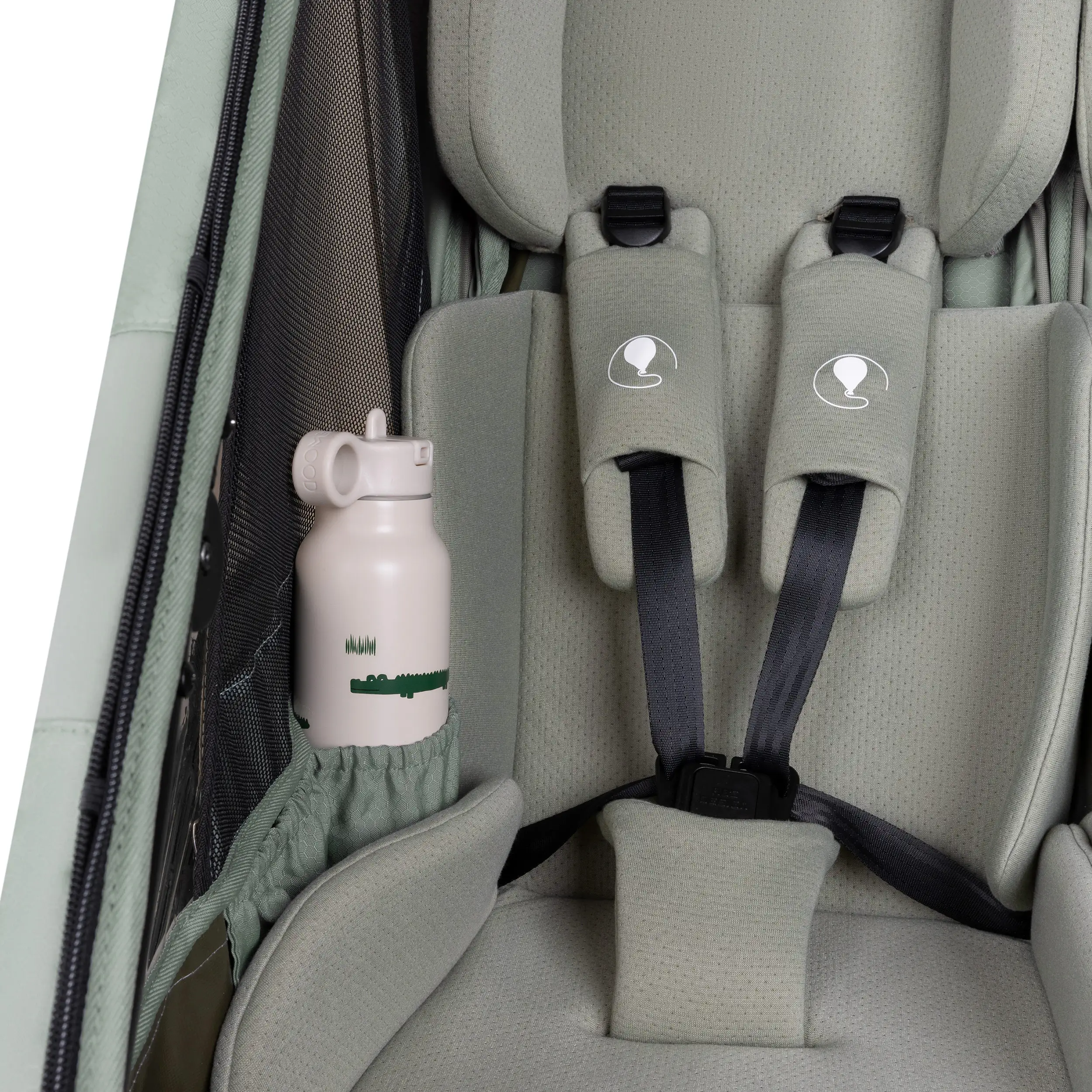 Remolque para bicicleta Tour 2 con 2 cómodos asientos y ruedas neumáticas - Olive