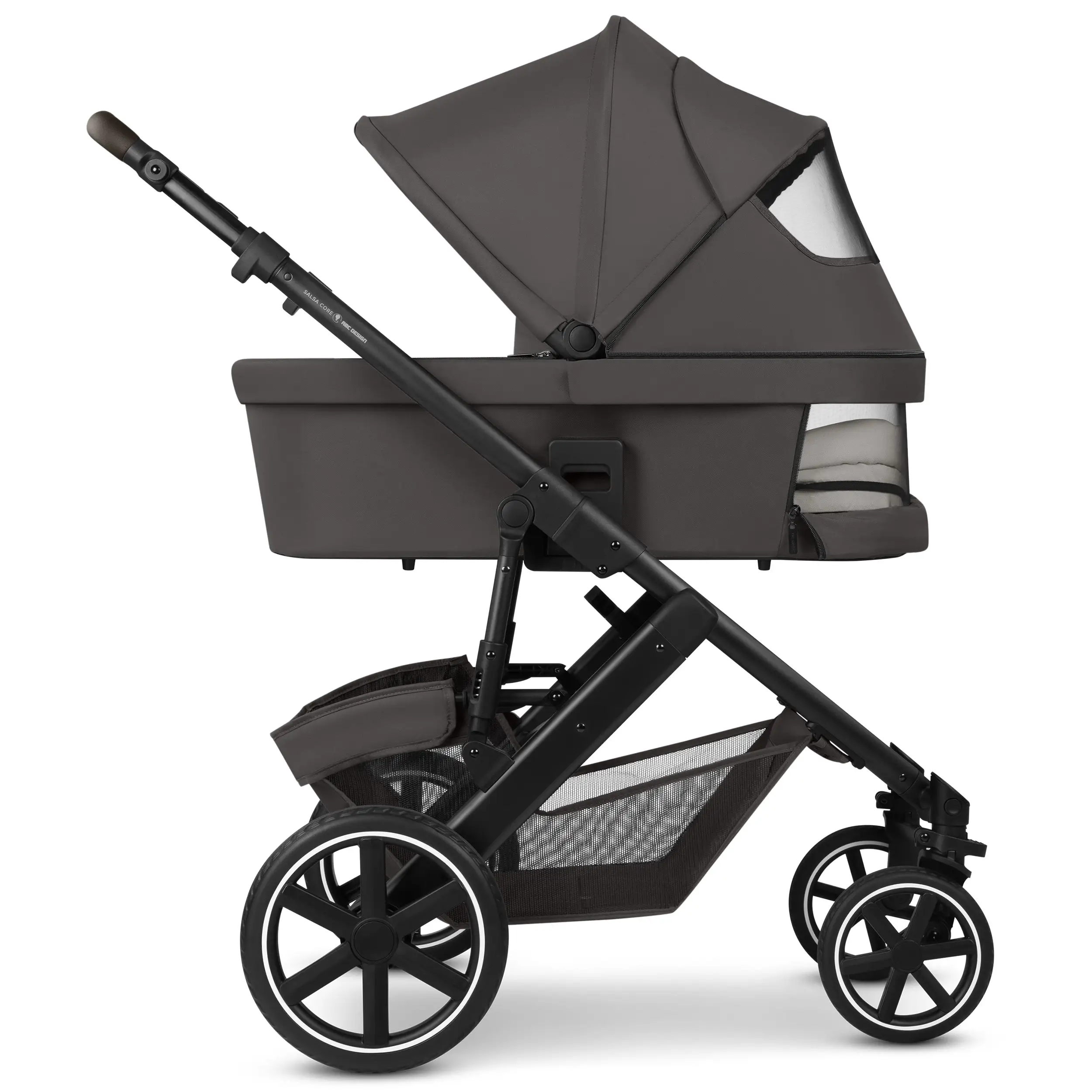 Set de cochecito 4en1 Salsa Core con silla de auto Calla reclinable y base ISOFIX Root - Falcon