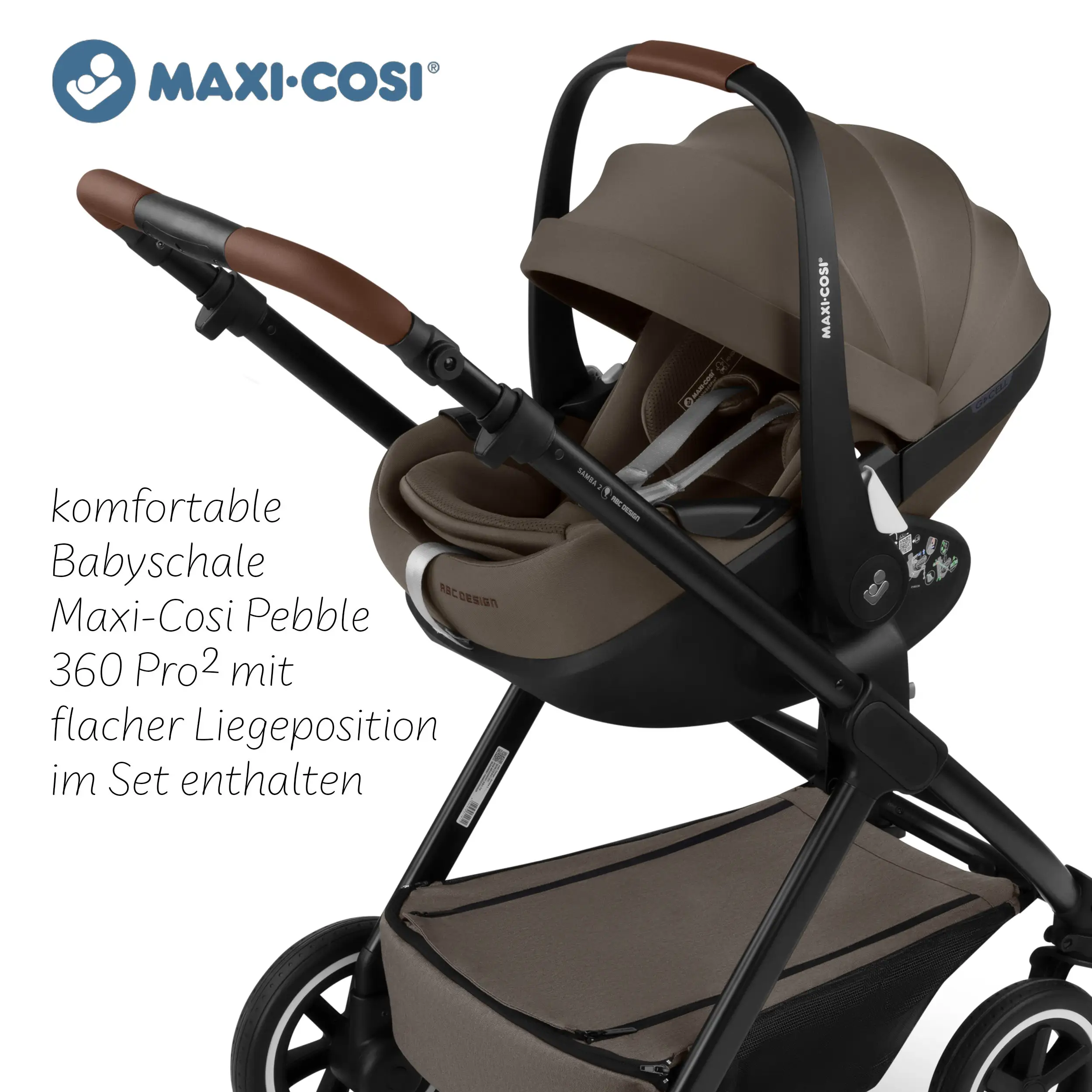 Set de cochecito 3en1 Samba 2 con silla de coche Maxi Cosi Pebble 360 Pro 2 - Nature