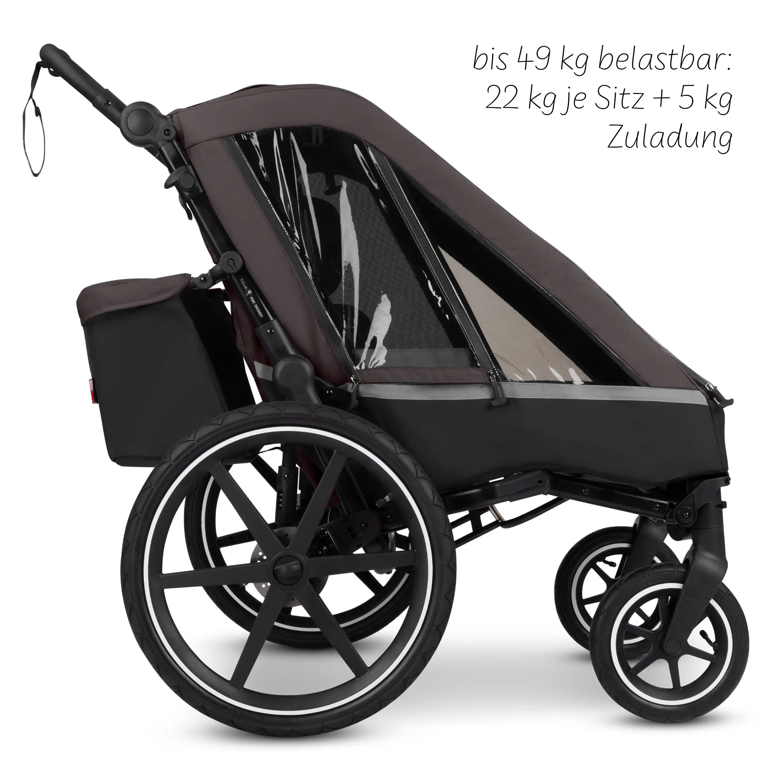 Remolque para bicicleta Tour 2 con 2 cómodos asientos y ruedas neumáticas - Falcon