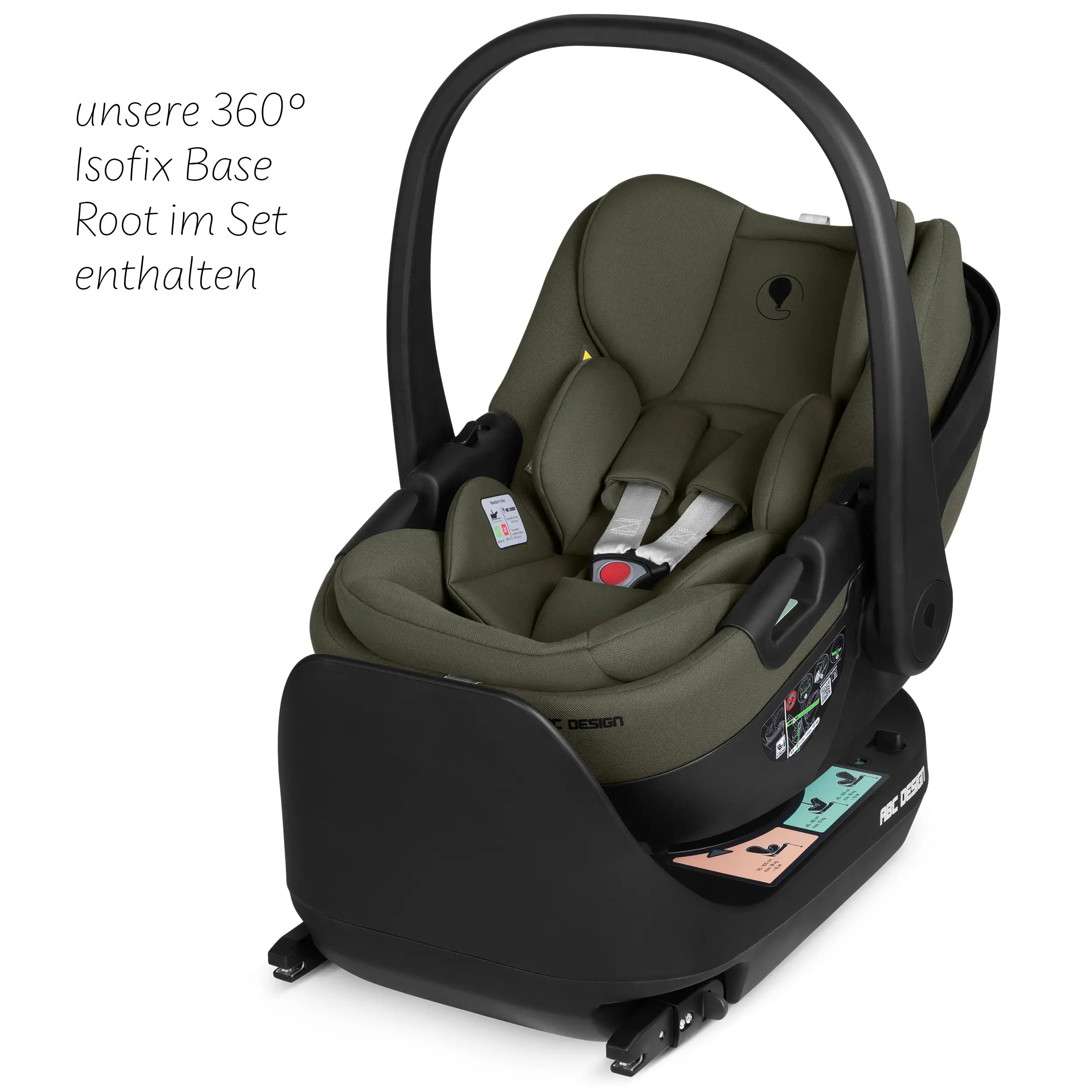 Set de cochecito 4en1 Salsa Core con silla de auto Calla reclinable y base ISOFIX Root - Olive