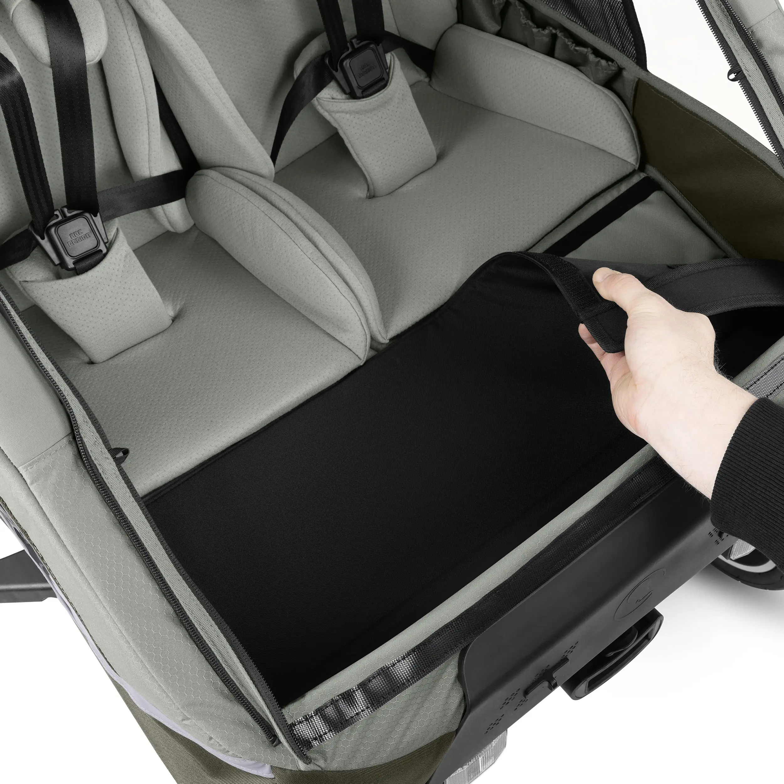 Remolque para bicicleta Tour 2 con 2 cómodos asientos y ruedas neumáticas - Olive