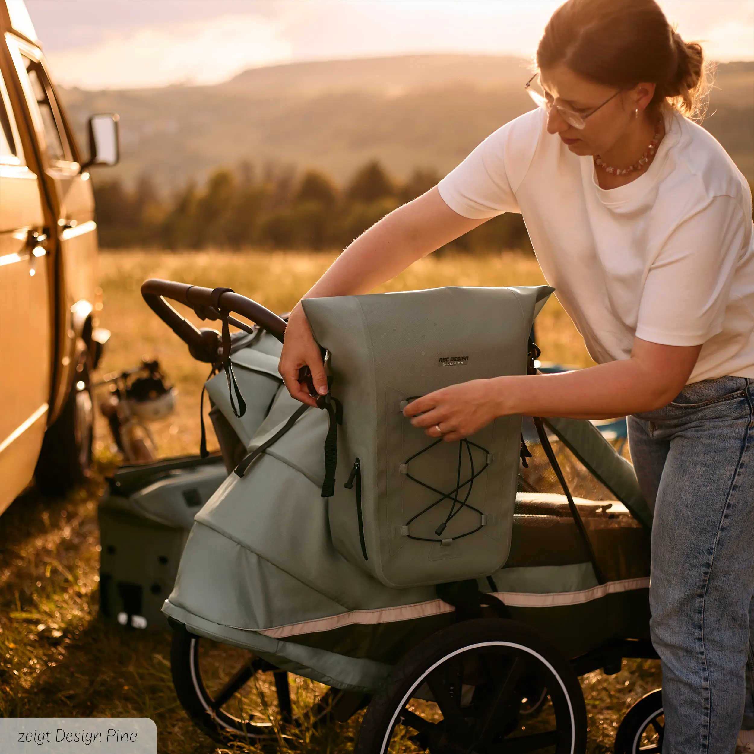 Bolsa de sillín Sion 20L para cochecito, remolque para bicicleta y uso diario - Avocado