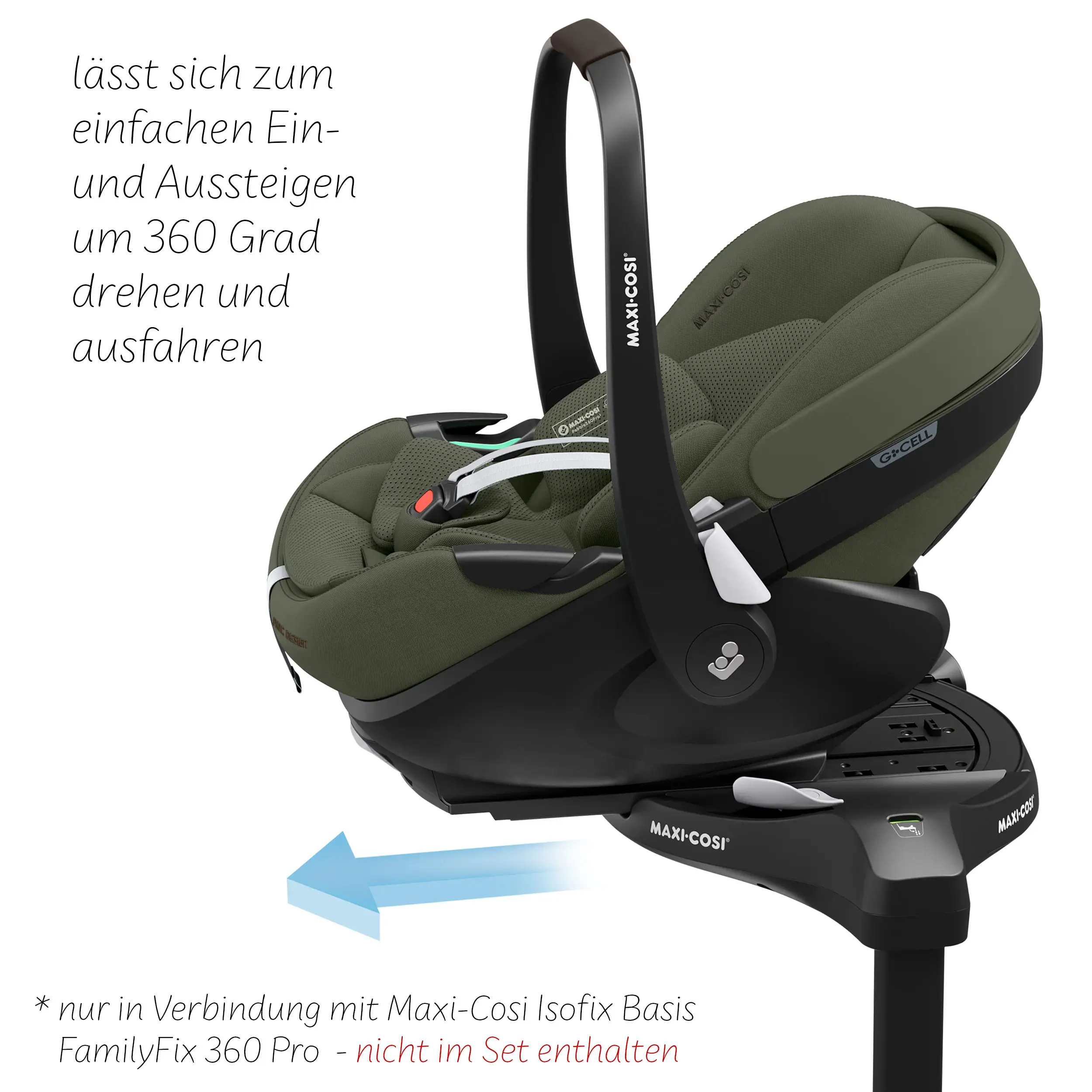 Set de cochecito 3en1 City Life con silla de auto Maxi-Cosi Pebble 360 Pro 2 - Avocado