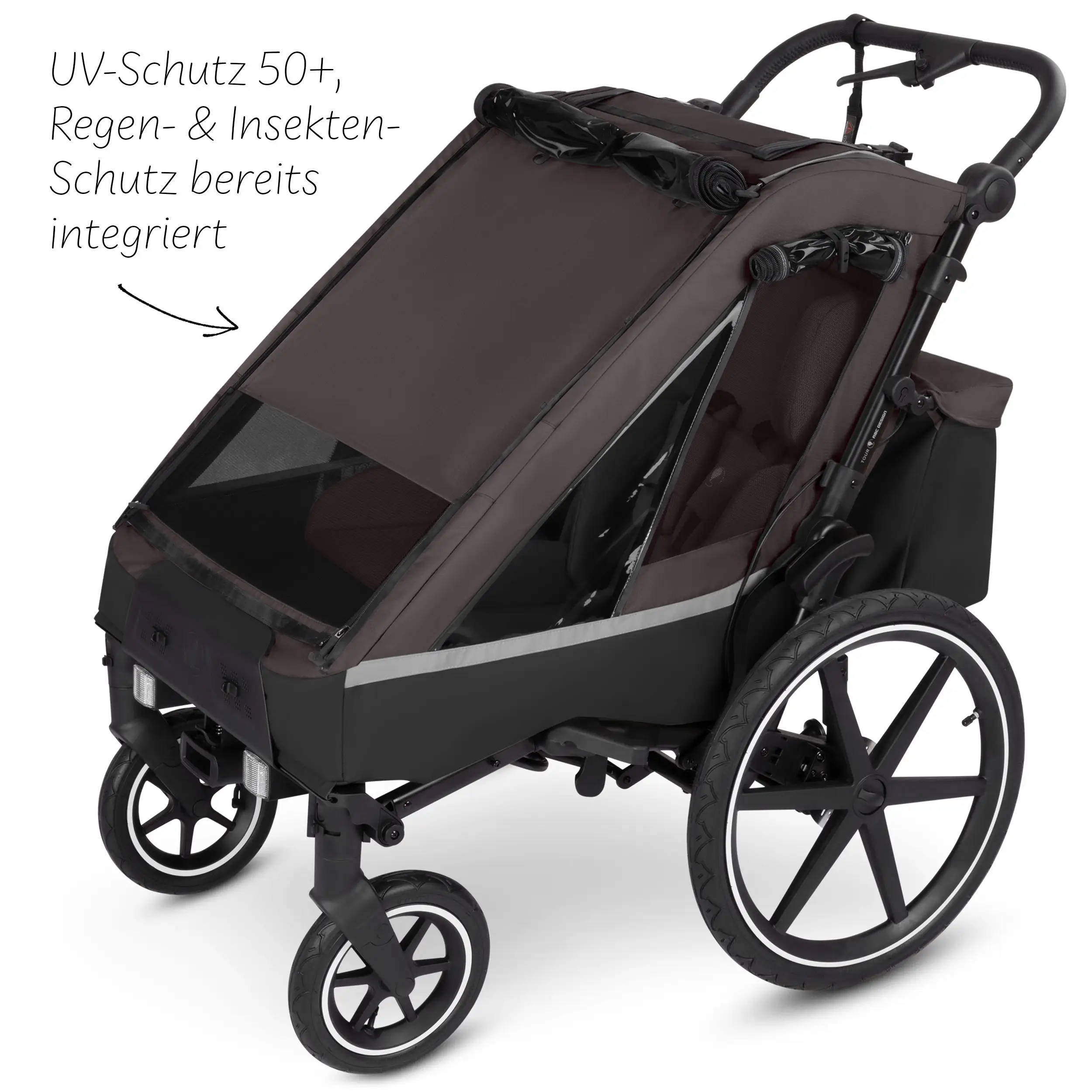 Remolque para bicicleta Tour 2 con 2 cómodos asientos y ruedas neumáticas - Falcon