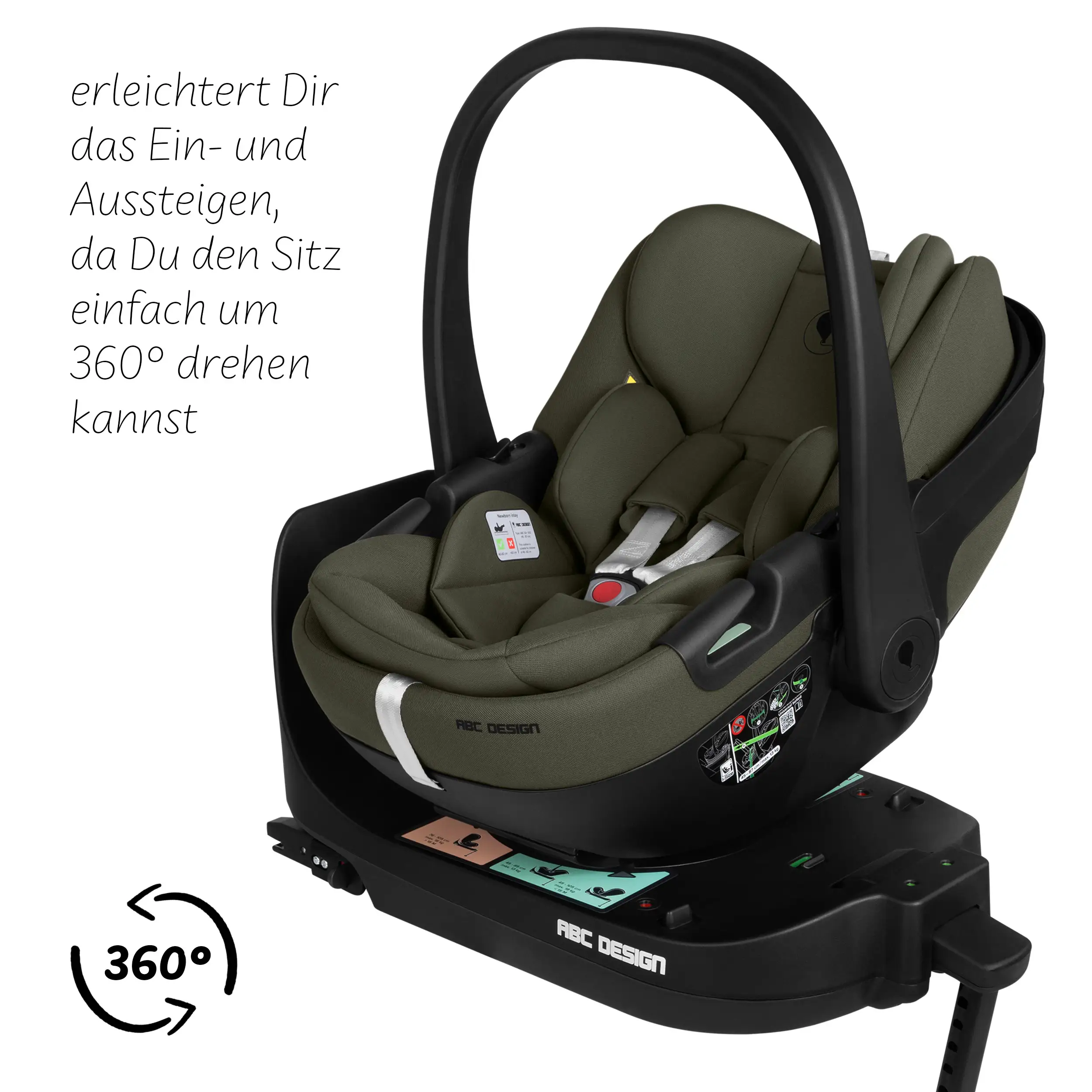 Silla de auto Calla i-Size reclinable incl. base ISOFIX giratoria Root - Olive