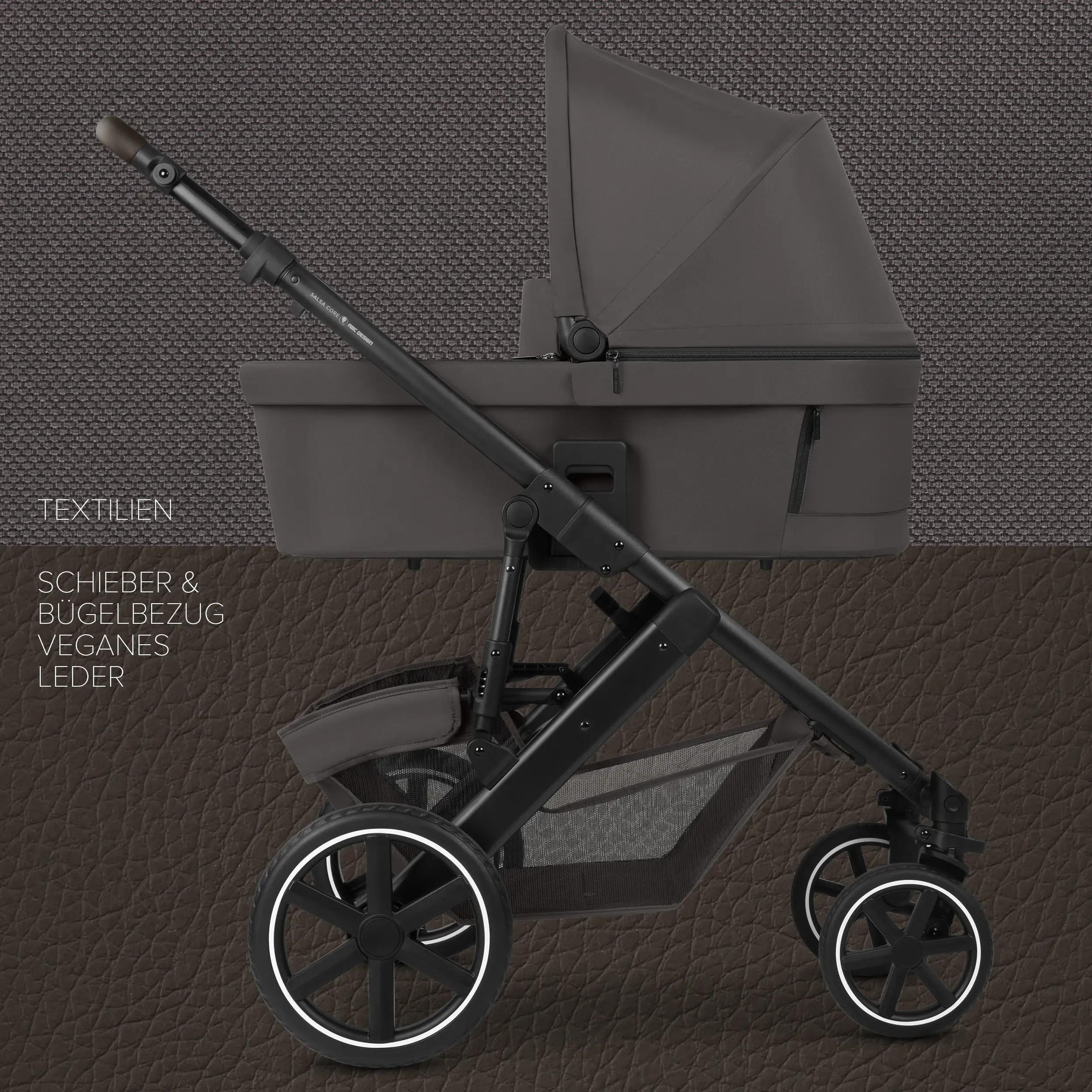Set de cochecito 4en1 Salsa Core con silla de auto Calla reclinable y base ISOFIX Root - Falcon