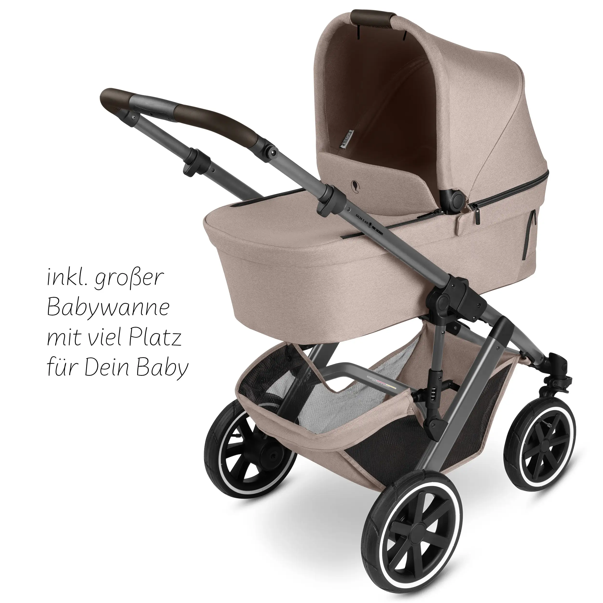 4in1-Kinderwagen-Set Salsa 5 Air inkl. Babyschale Calla mit Liegefunktion - Camel