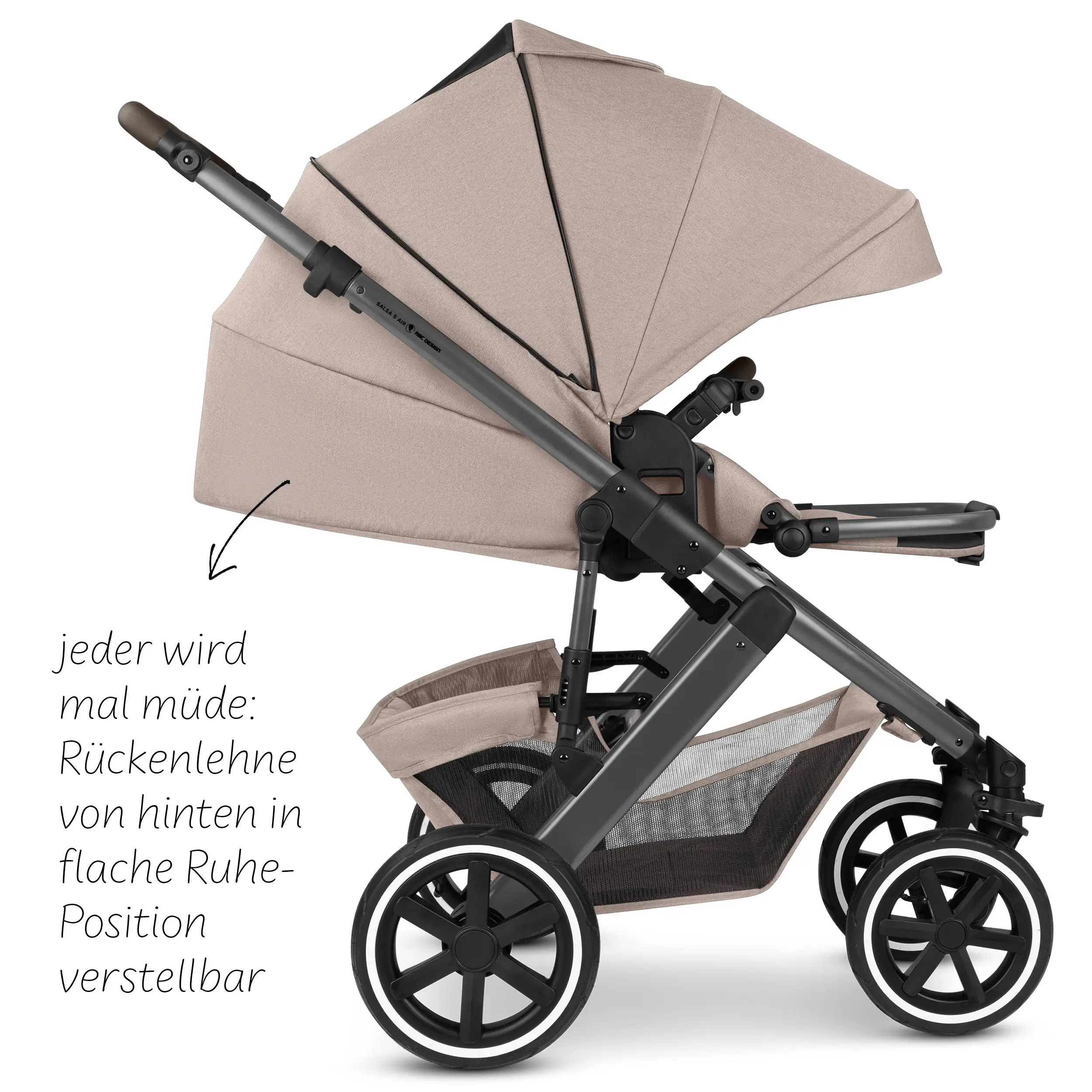 3in1-Kinderwagen-Set Salsa 5 Air inkl. Babyschale Calla mit Liegefunktion - Camel